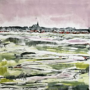 Bosham-Channel_monoprint. Julie Turner Printmaker