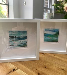 Mini monoprints framed